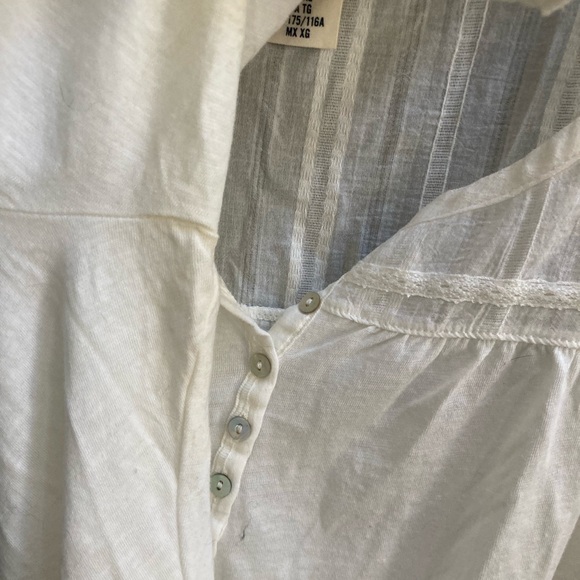 H&M White top/blouse/delicate Henley XL - Picture 8 of 10